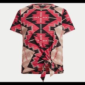 Ralph Lauren Southwestern-Print Tie-Waist Jersey Tee